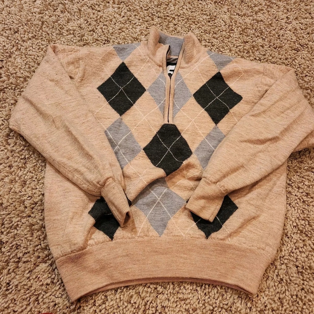 COPY - FootJoy Tan and Black 1/4 Zip Sweater